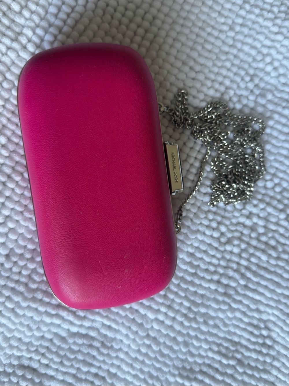 Michael Kors- Elegant Pink Women’s Clutch - Structured Hardcase Evening Bag - Picture 3 of 6